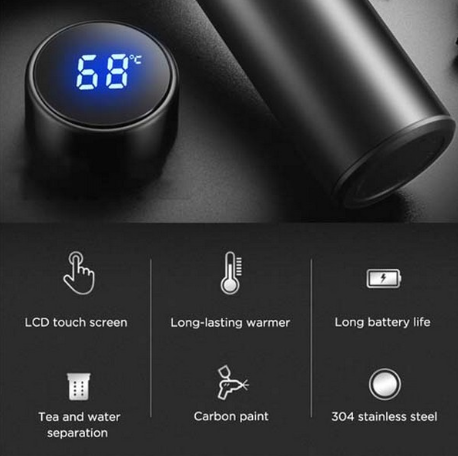 Stainless Steel Temperature Water Bottle Thermos with LCD Smart Display (500 ML)